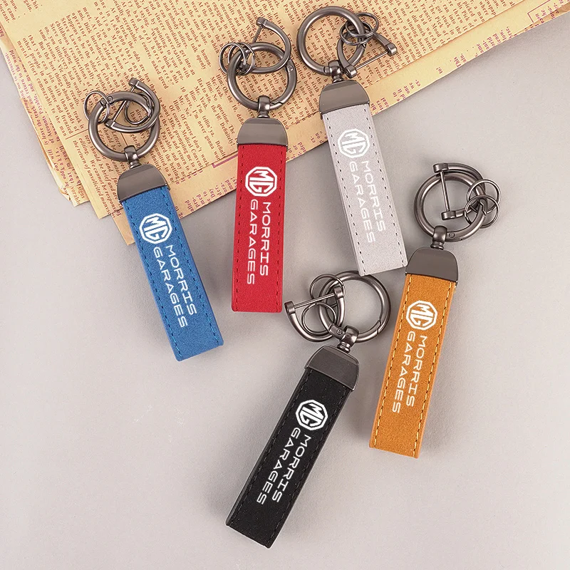 Leather Car Emblem Keychain Pendants Keyring For Morris Garages MG GT MG3 MG6 MG5 MG7 GS Pilot HS ZS ZX EV Cyber Accessories
