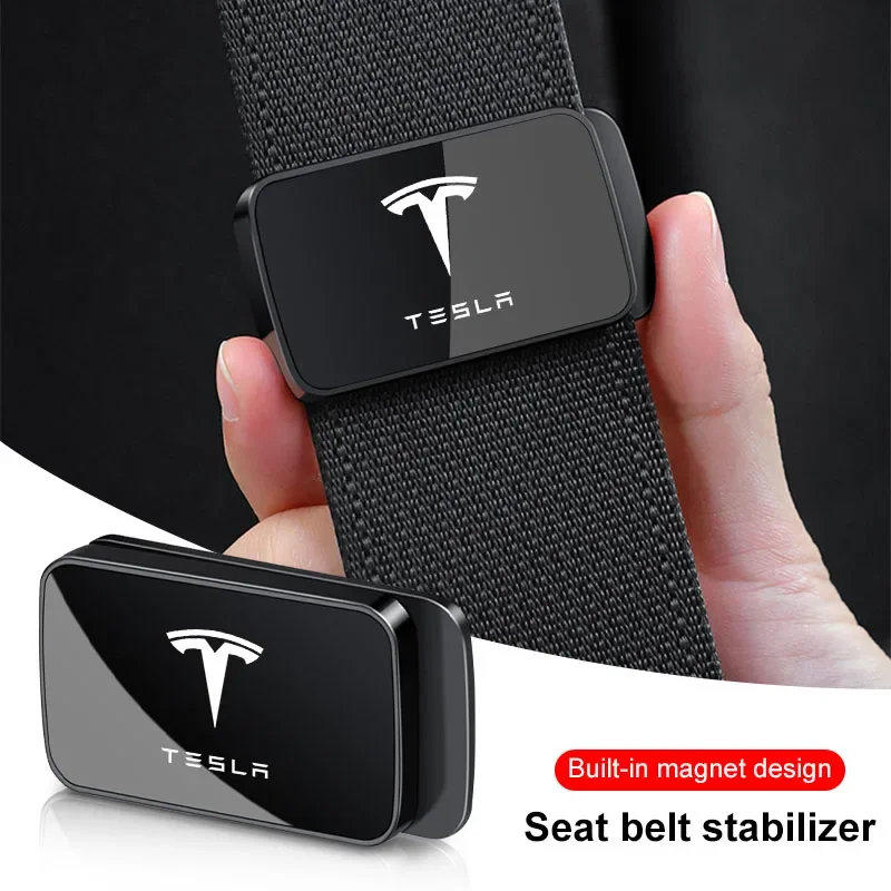 موضة المغناطيسي لوازم السيارات الداخلية مقعد حزام حامل مثبت ل تسلا نموذج 3 نموذج X S 2016-2020 الشارات TM3 TMX TMS #1
