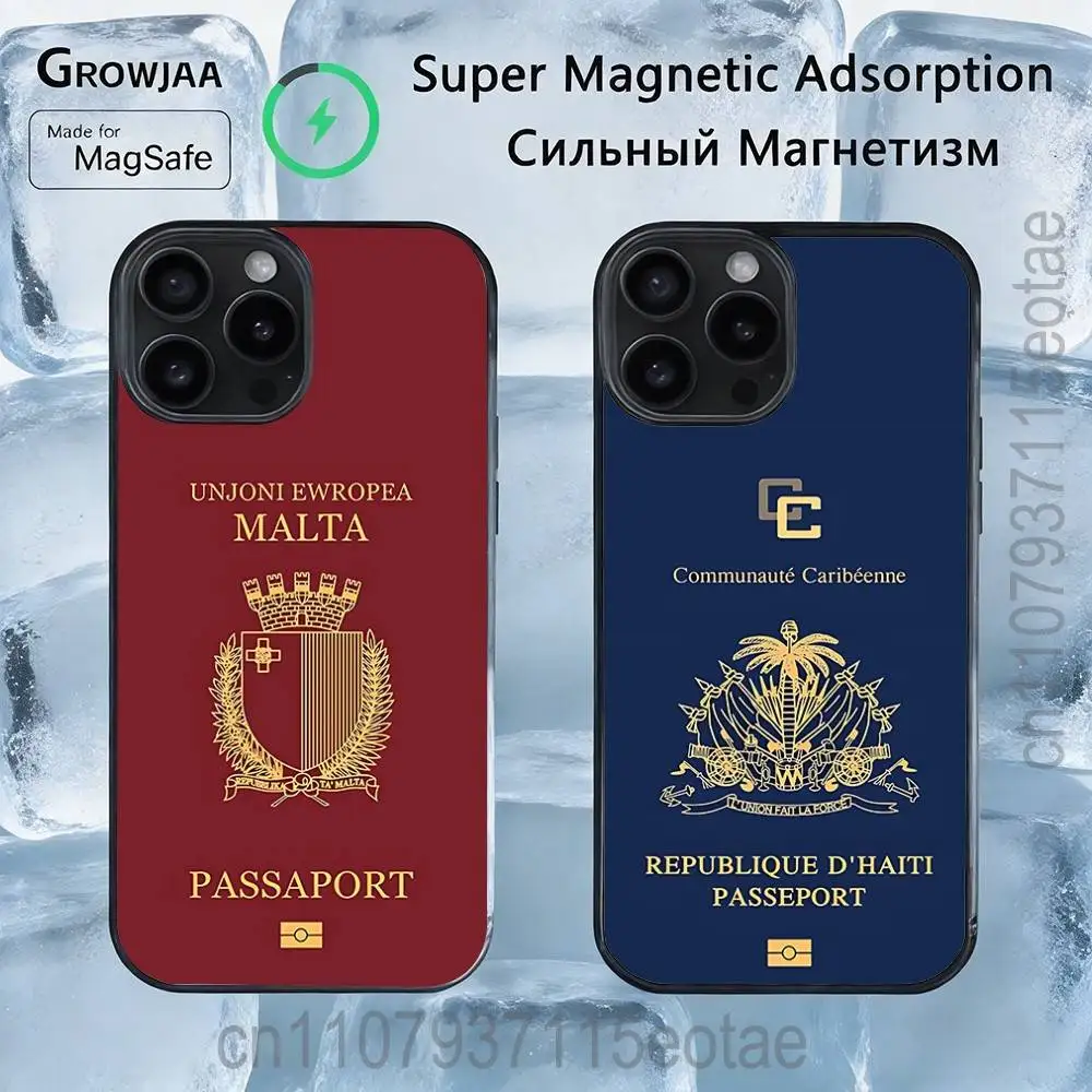 

Espana Moroccocrna goara Passport Magnetic Case For IPhone 14 16 17 13 12 11 15 Pro Max Plus For Magsafe Wireless Charge Cover