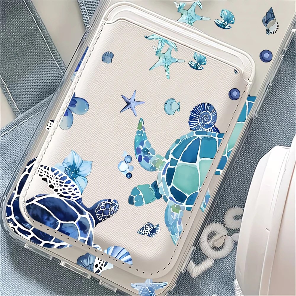 For Magsafe Phone Case With Card Holder For iPhone 17 16 15 14 Pro Max 13 12 11 Pro Max Plus 16E 17E Air Sea turtle Clear Cover - view 5