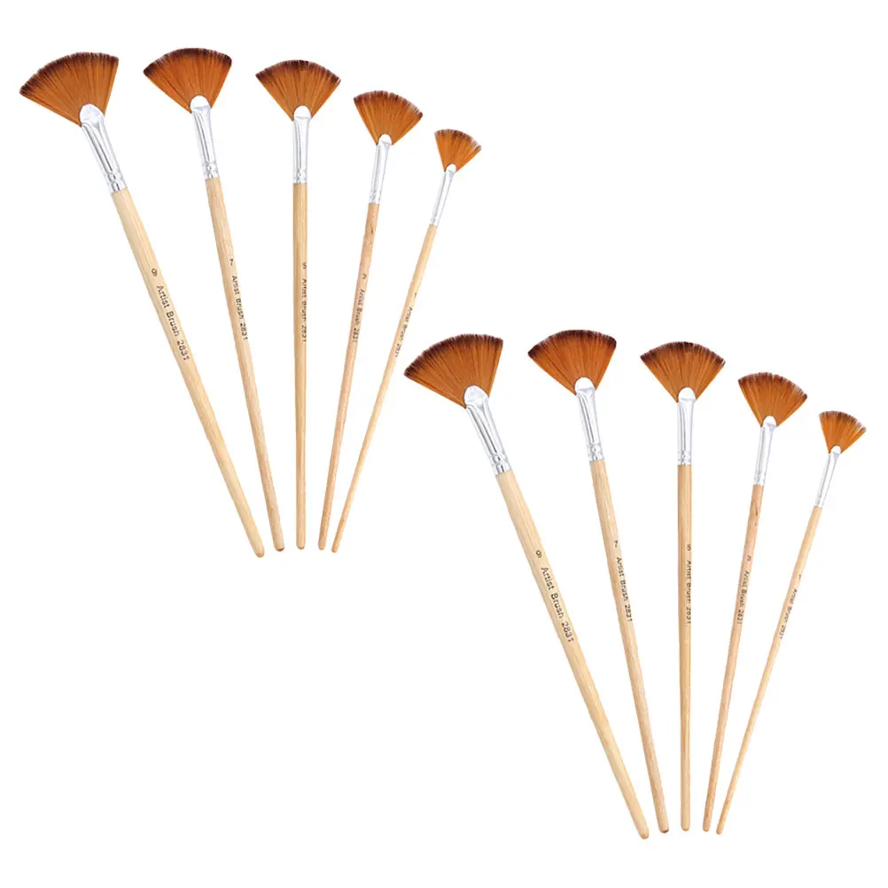 

10Pcs Artist Painting Brushes Set Flat Designed Multi-Function Watercolor Brush Ergonomic Comfortable Grip Perfect for Stencil