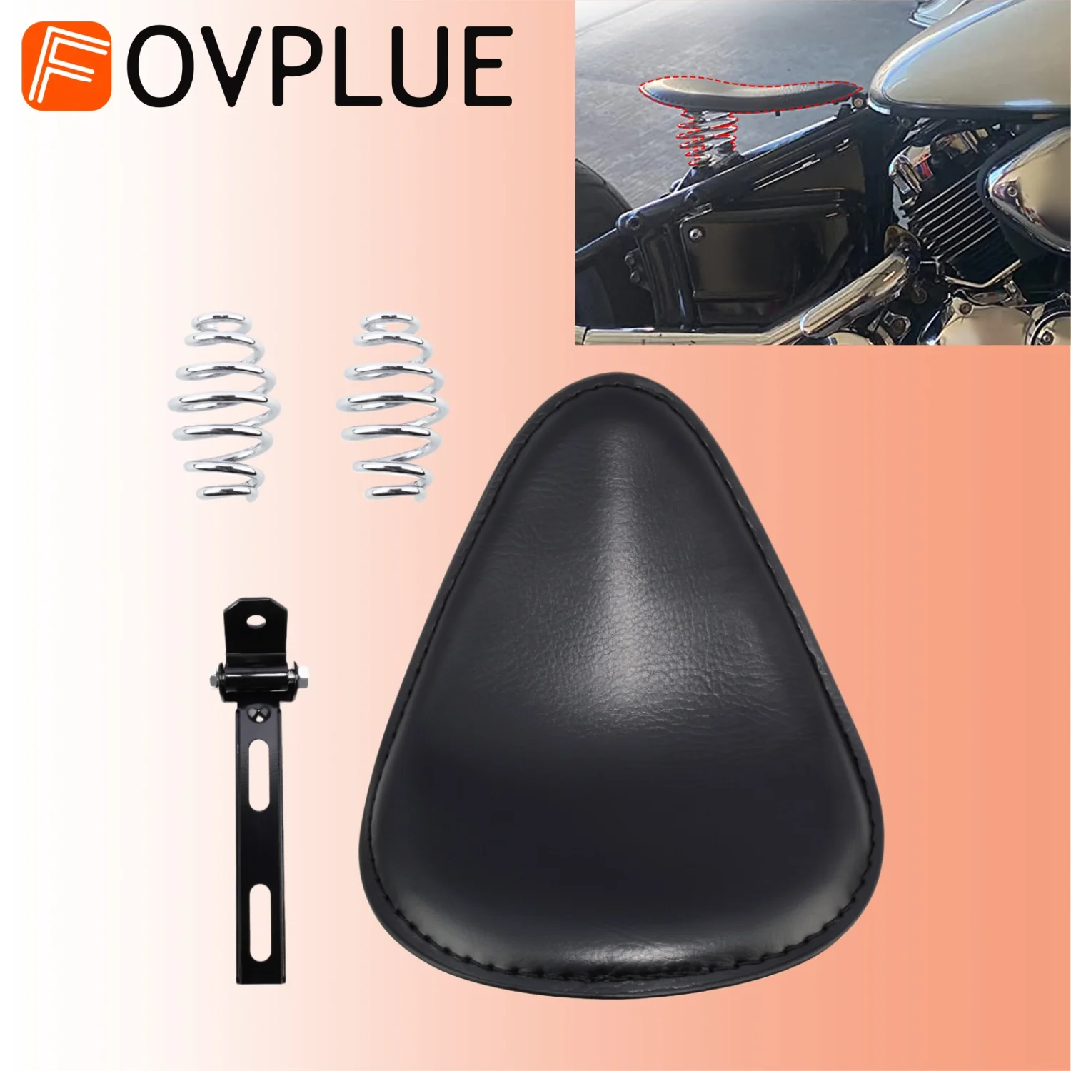 

Кожаное сиденье для мотоцикла с хромированными пружинами для Harley, Honda, Suzuki, Kawasaki, Yamaha, Sportster, Chopper, Bobber
