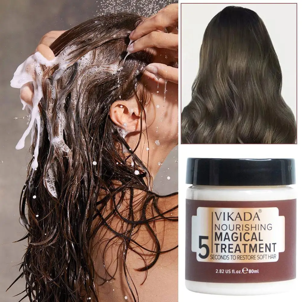 80/100g Magical Hair Mask Keratin Treatment Repair Damage Smoothing Frizz Seconds Hair Straightenig 5 Care Soft Cream H1C9