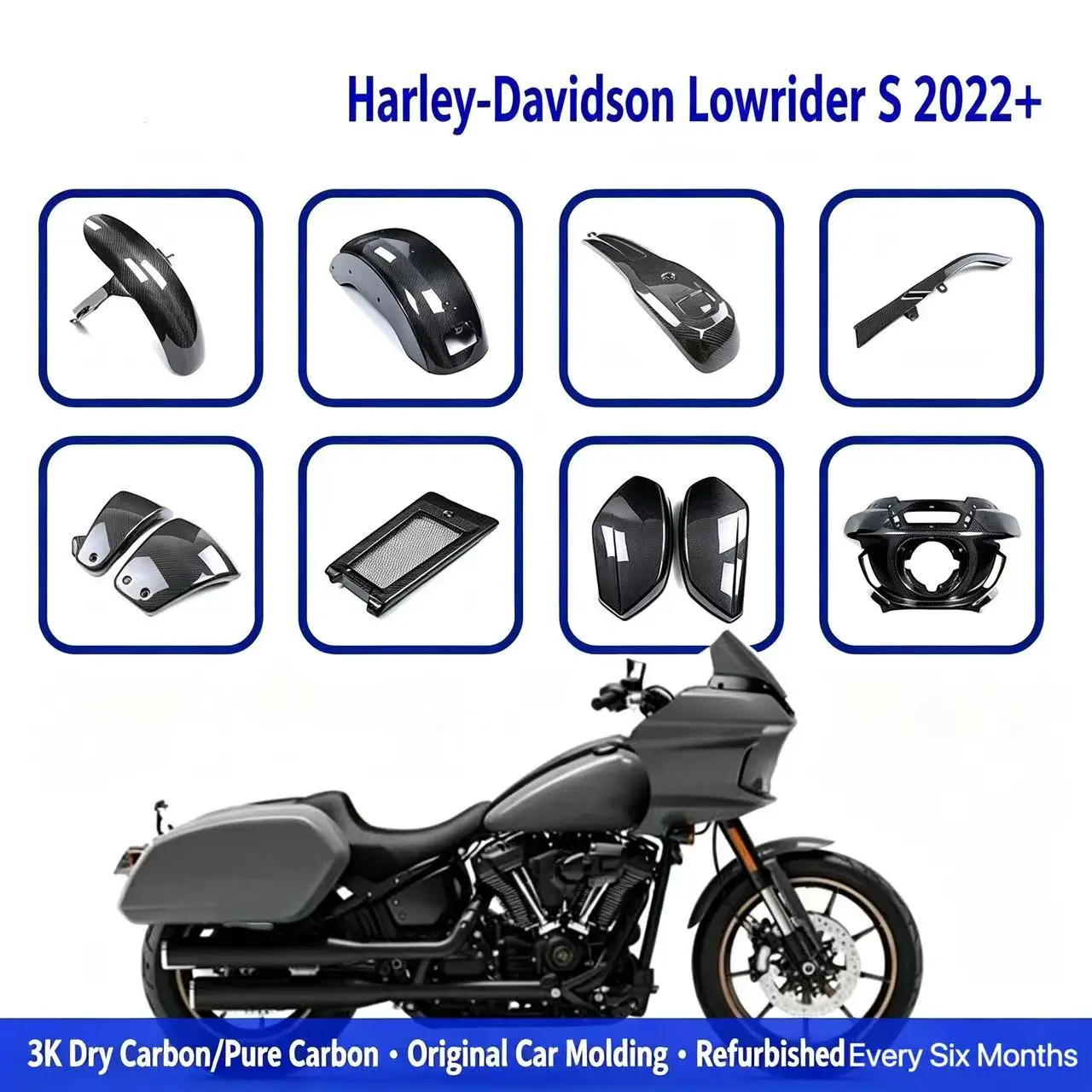 Для мотоциклов Harley S ST LowriderS 2022+ Аксессуары для мотоциклов: 100% чистый сухой карбоновый защитный кожух кузова, боковой обтекатель, крышка головки.