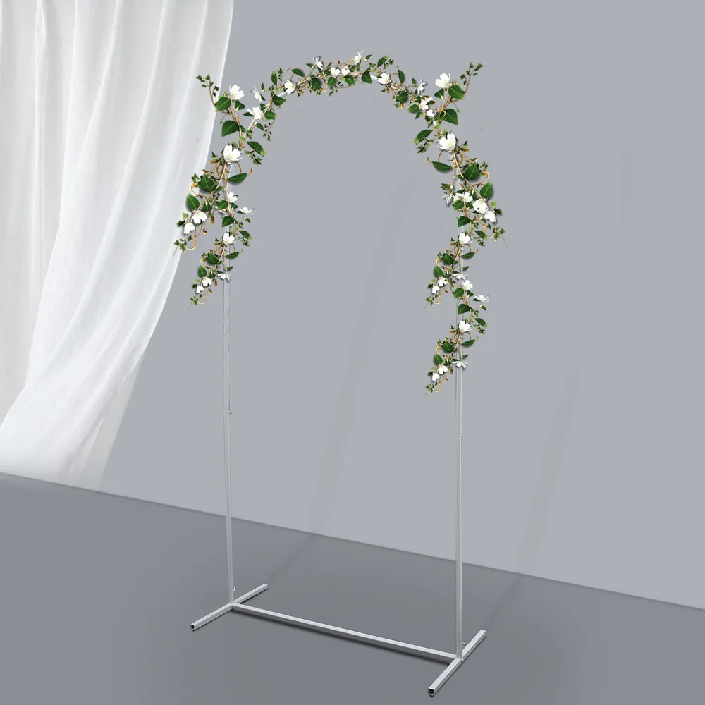 Bymaocar White Iron Wedding Arch Metal Backdrop Stand Balloon Flower Backdrop For Wedding, Birthday Party, Garden Decoration