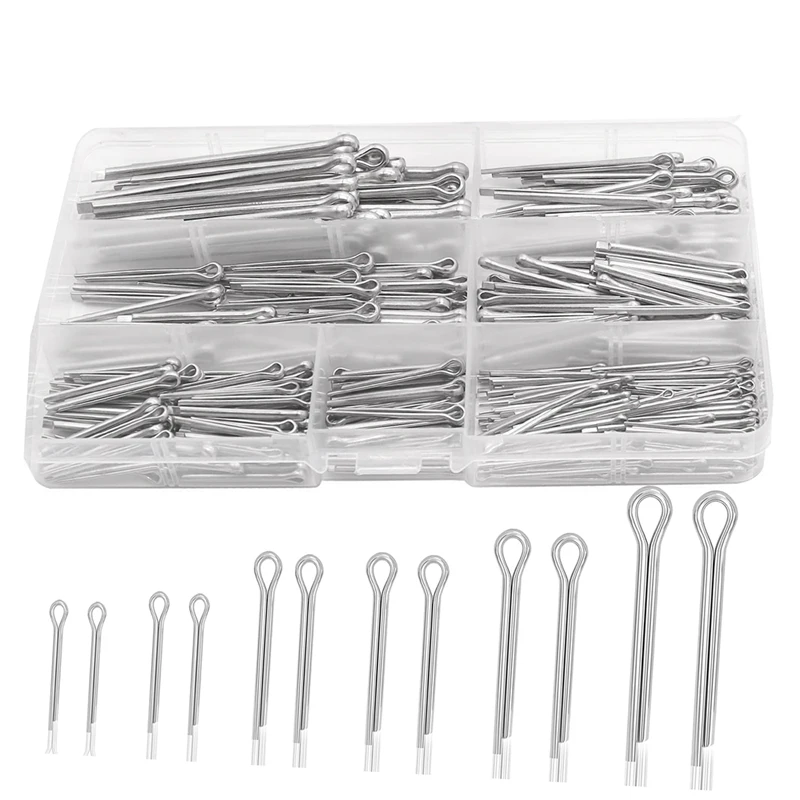 345Pcs 304 Stainless Steel Cotter Pin Assortment Kit M1.6/M2.5/M3.2/M4 6 Sizes For Car,Lawn Mowers Replacement