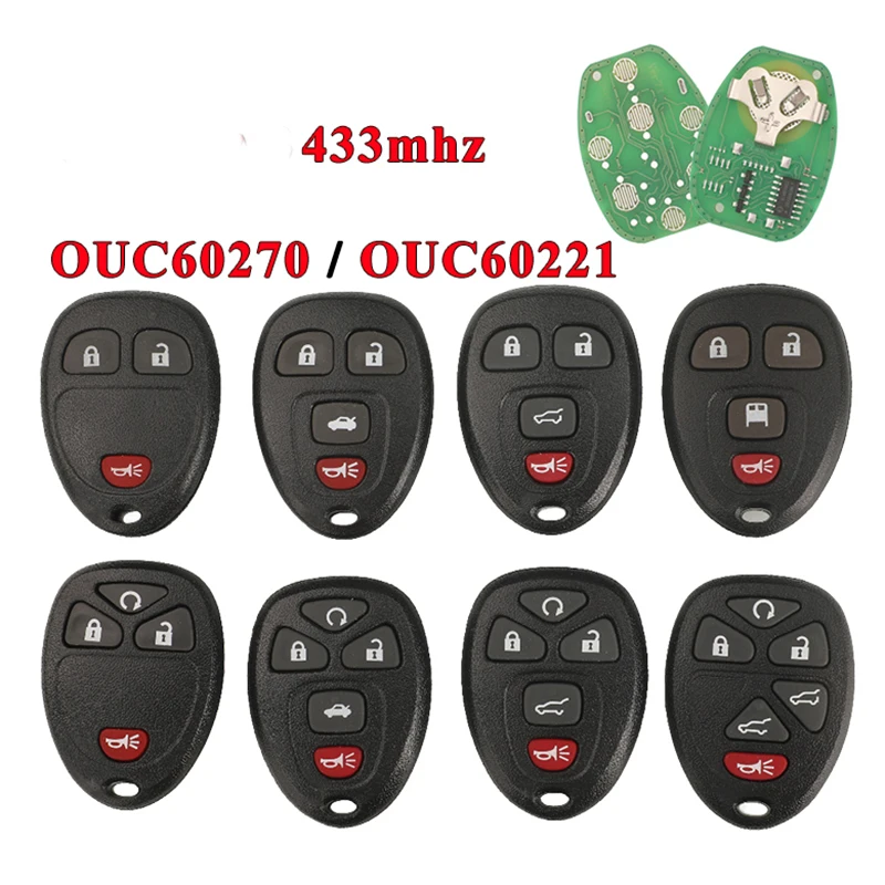 

Jingyuqin 433 МГц OUC60270 5/6 кнопок дистанционного управления бесключевым доступом автомобильный брелок для Buick Chevrolet Cadillac GMC Saturn