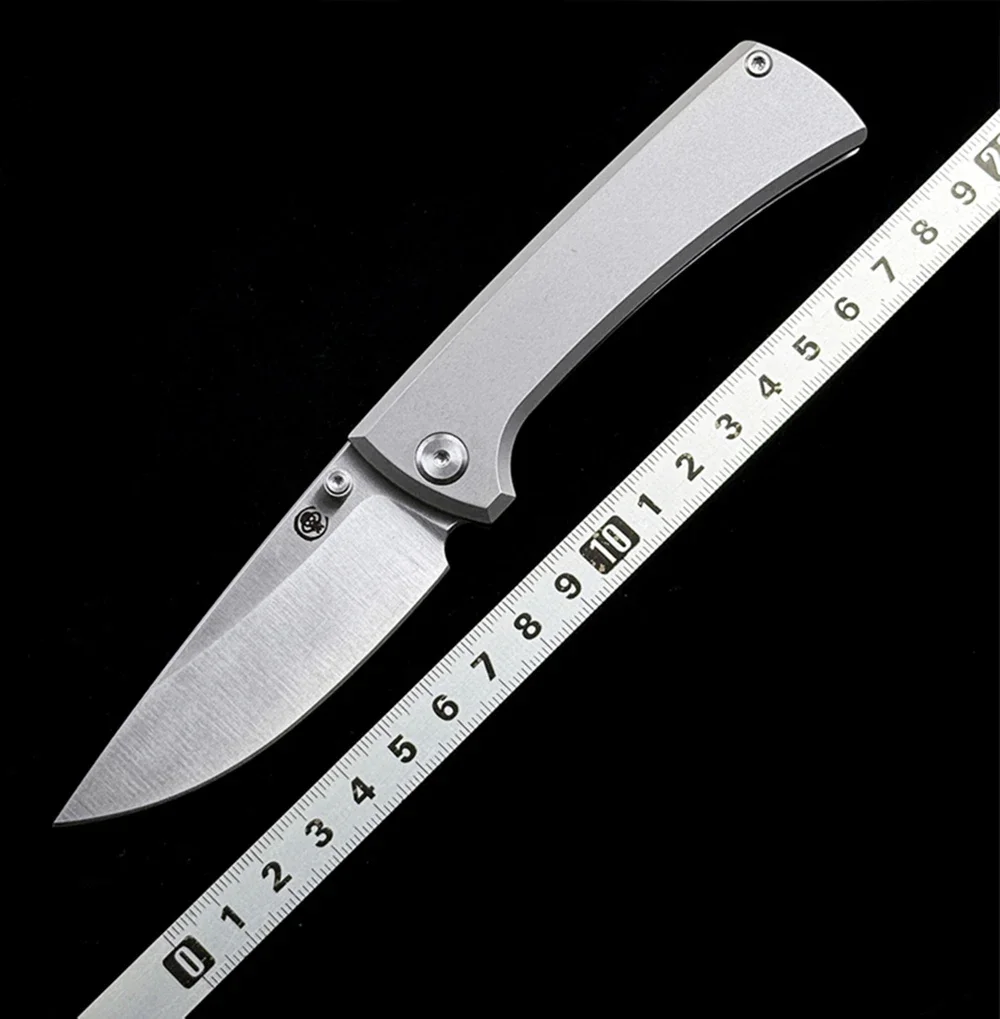 

Chaves Knives RCK9 Folding Knife M390 Blade, Stonewashed Titanium Handle Outdoor Camping Hunting Pocket EDC Tool Knife