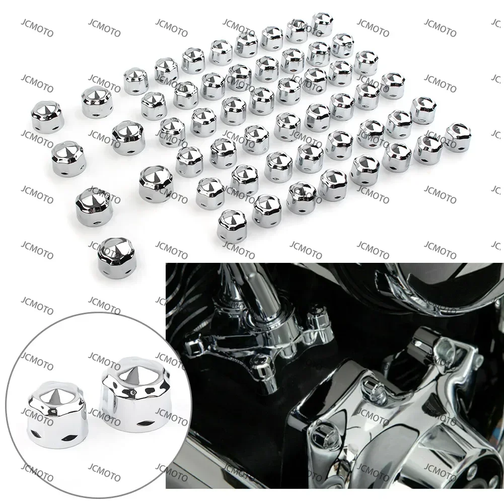 for Harley Road King Electra Glide 1999-2016 FLHX FLHTK 55PCS/Set Chrome Black Motorbike Engine Bolts Cap Set
