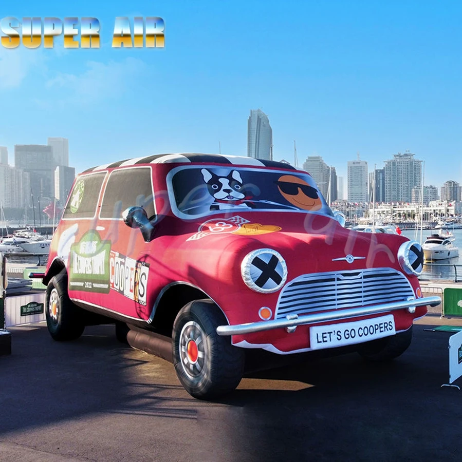 Decoração autodrome externa usada para modelo de automóvel inflável de corrida com ventilador de ar