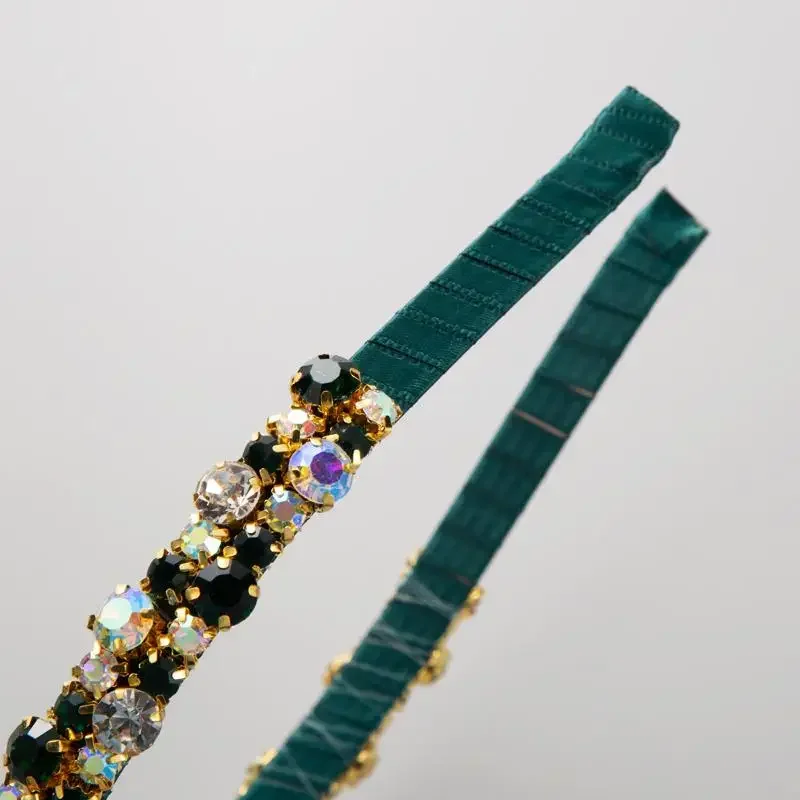 高級クリスタルラインストーンラップヘッドバンドファッションヘアアクセサリー女性のためのトレンドファインエッジヘアバンドヘアバンドフープガール