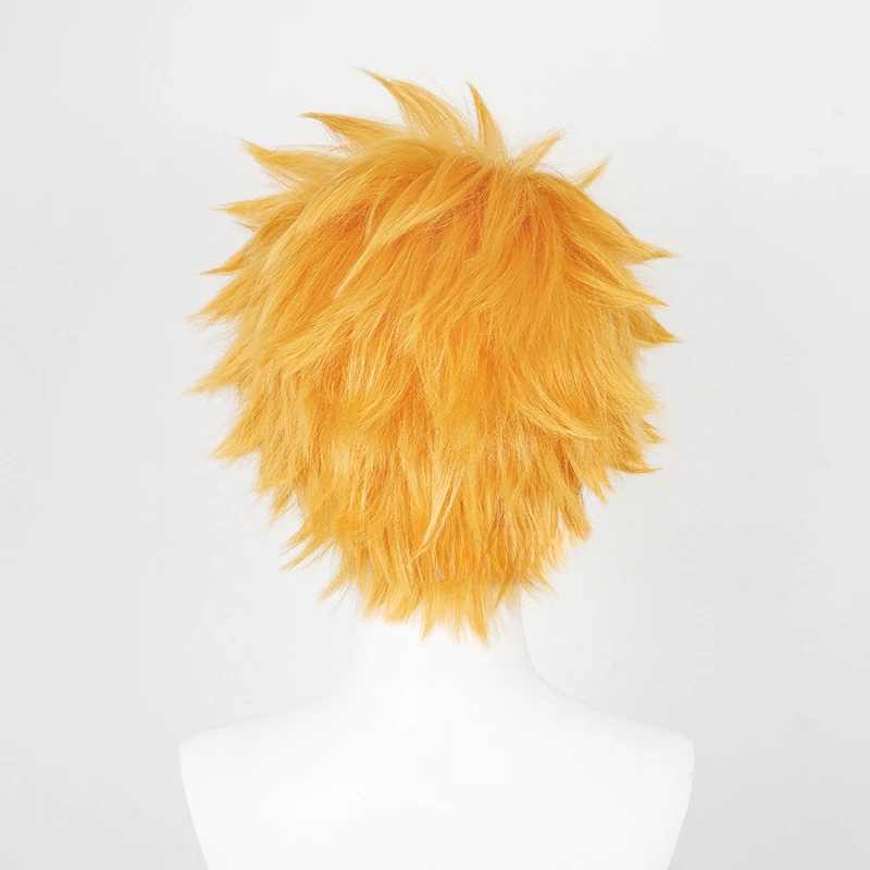 أنيمي كوروساكي برمجة شعر مستعار تأثيري للجنسين قصيرة برتقالي أصفر مقاومة للحرارة الاصطناعية الشعر هالوين زي الدعائم