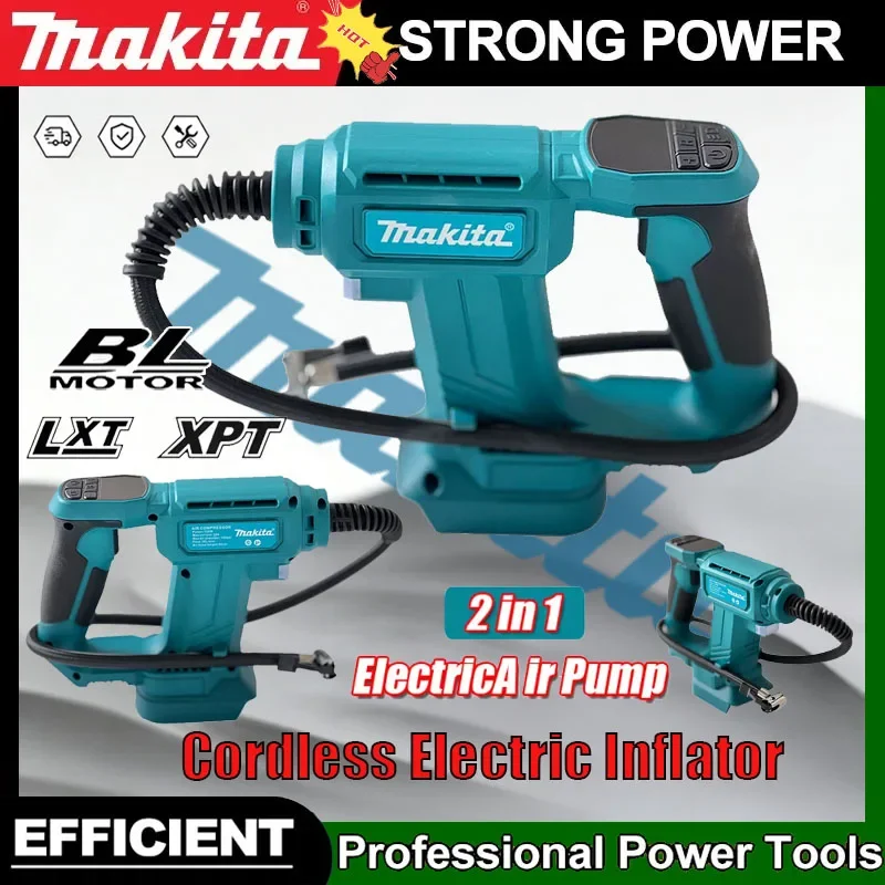 

Портативный автомобильный насос для накачивания шин Makita с цифровым дисплеем, надувной насос, беспроводной воздушный компрессор, воздушный насос для лучшего 18 В