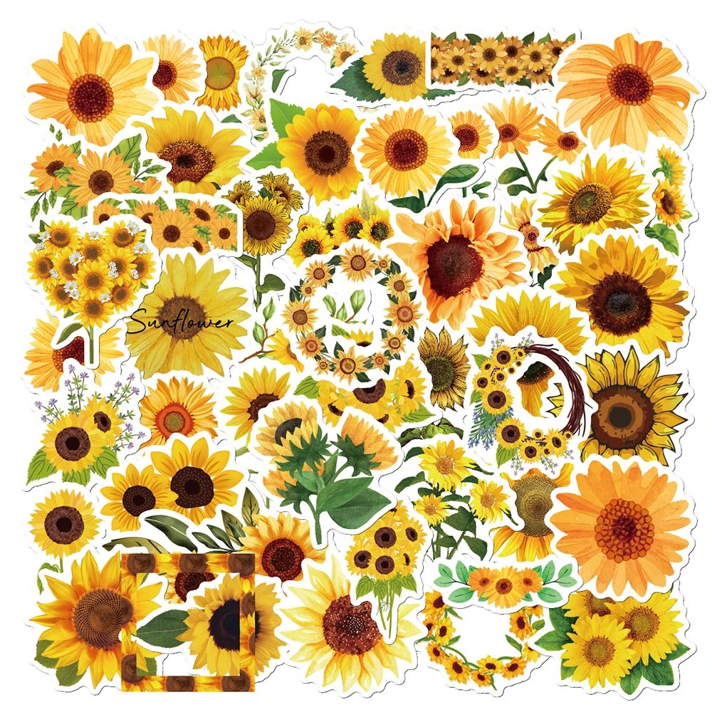 10/30/50 stücke Cartoon Gelbe Sonnenblume Ästhetische Aufkleber Nette Anlage Aufkleber DIY Sammelalbum Laptop Telefon Graffiti Aufkleber Dekoration