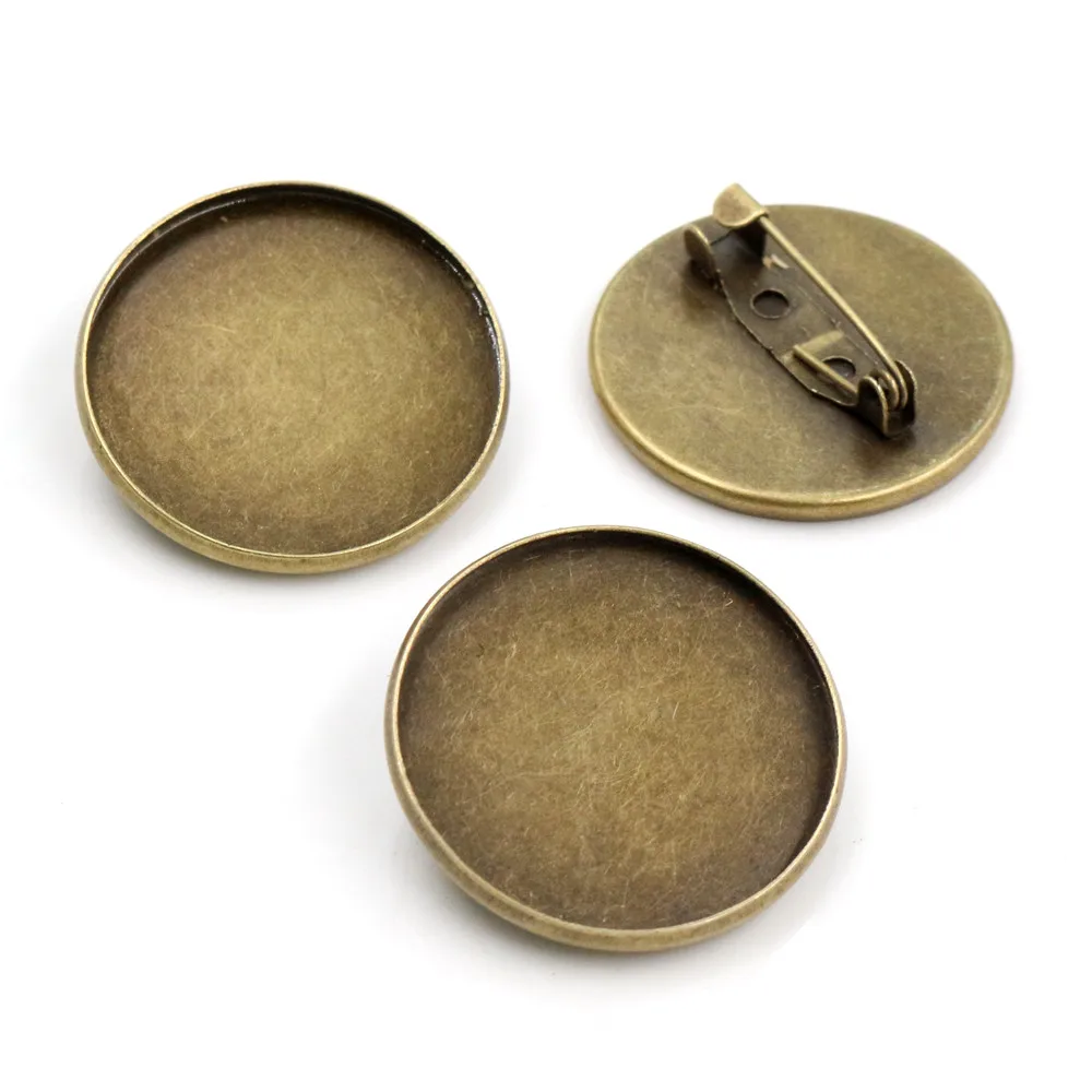 New Arrive 10pcs/lot 25mm 5 Colors Plated  Brooch Style High Quality Cameo Settings Cabochon Base Brass Copper Blank Tray
