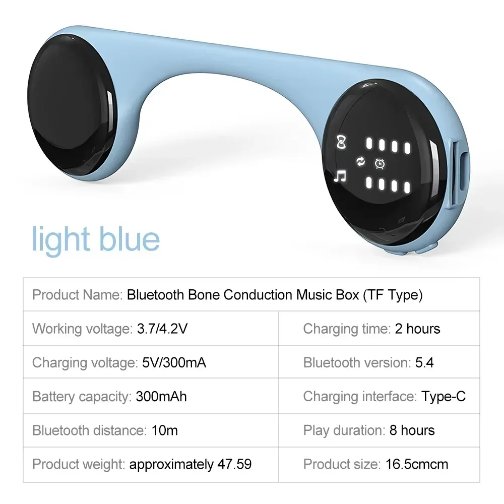 White Noise Machine Bone Conduction Bluetooth Speaker 10 Natural Soothing Sounds with TF Card Slot LED Display Sleep Aid Music