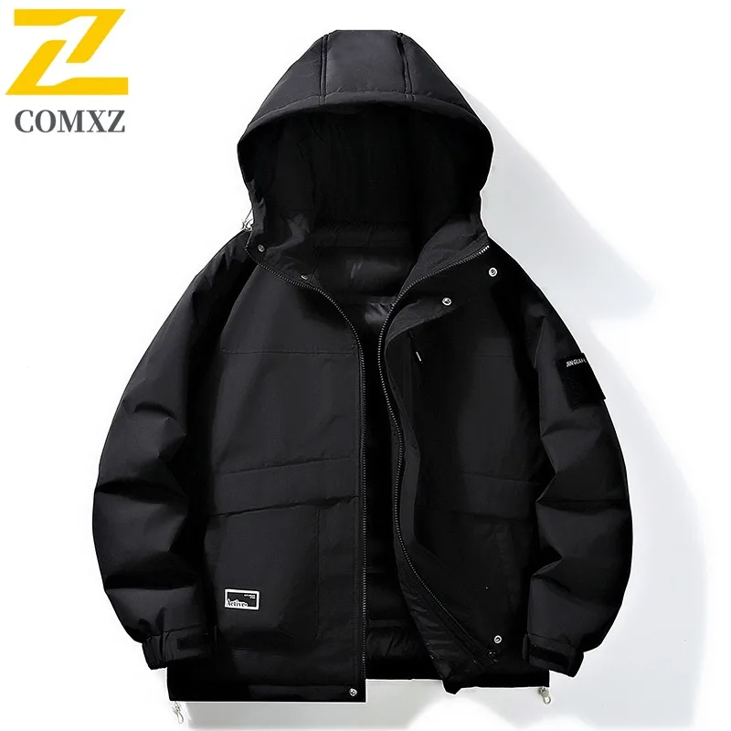 COMXZ Outdoor-Jacke mit Kapuze, gepolstert, für Herren, hochwertiger, kältebeständiger Wandermantel, hochwertige, winddichte Winterjacken für Abenteuer
