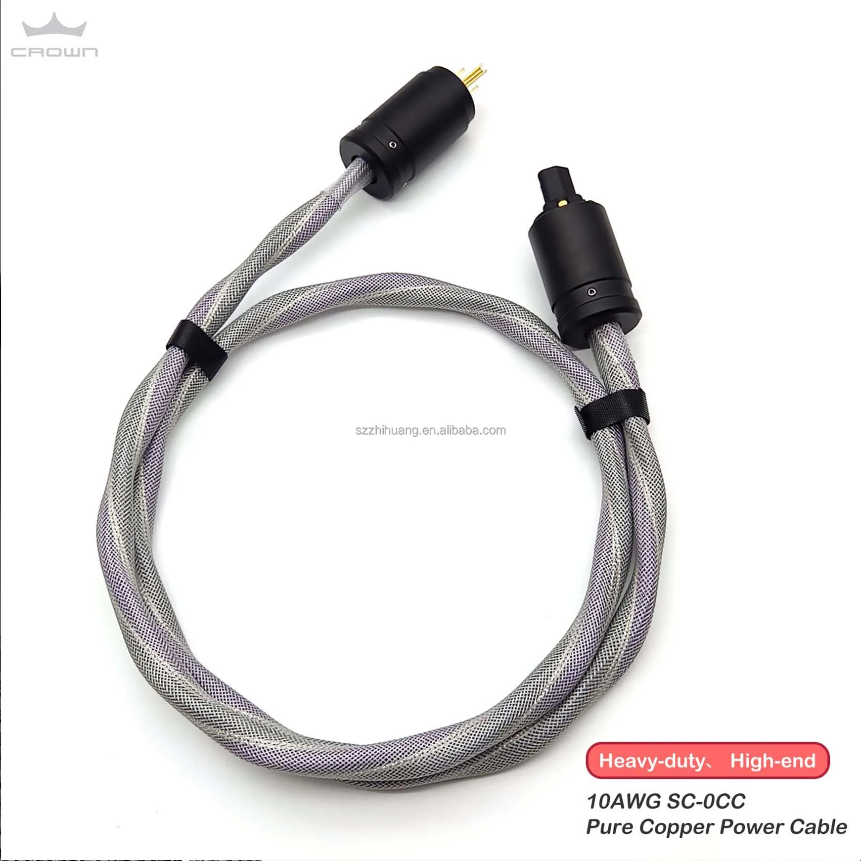 European-Standard 10AWG SC-0CC Pure Copper Hifi Power Cable Braid Shielded PTFE Jacket US/EU Plug For Monitor Audio Microphone