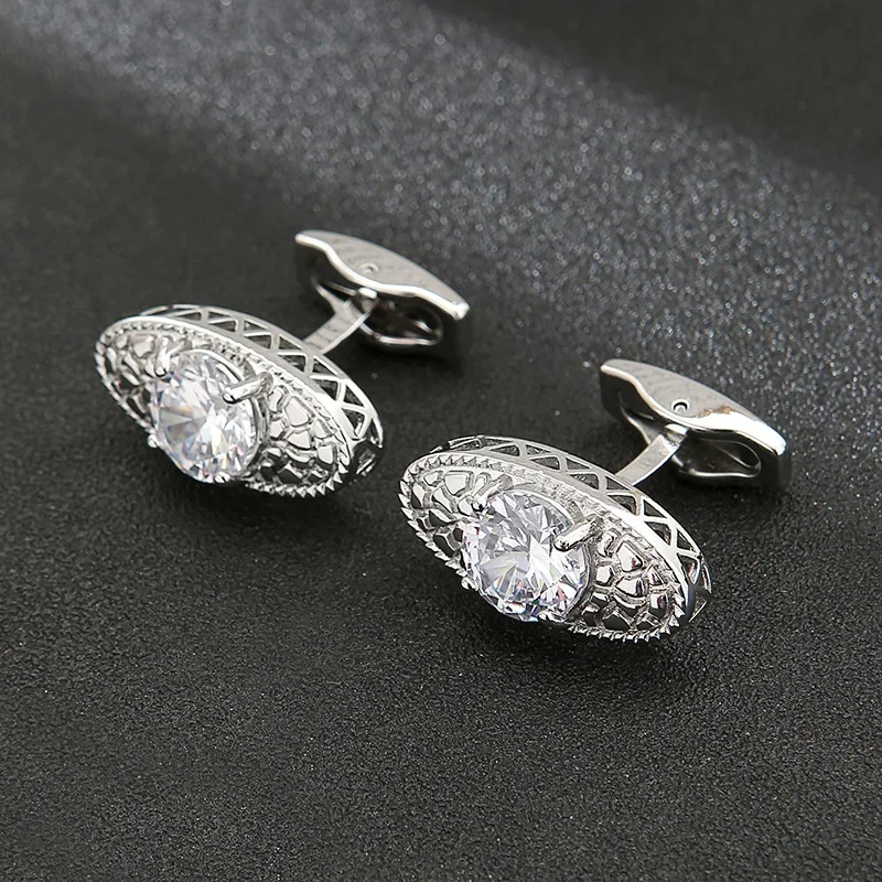 Fashion High-end Rhinestone Cufflinks Luxury Men\'s Jewelry Gifts Business Event Wedding Banquet French Shirts Zircon Cuff Links