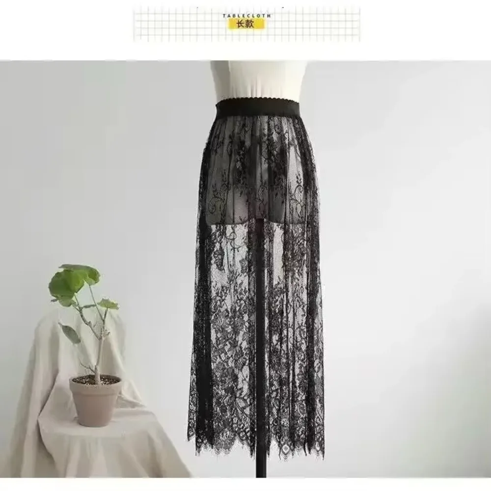 Halber Unterrock, Petticoat, Unterrock für Kleider, Damen, Spitzenbündchen, blickdicht, lang, kurz, mit elastischem Bund, schwarz, weiß, Unterwäsche. – Detail 35