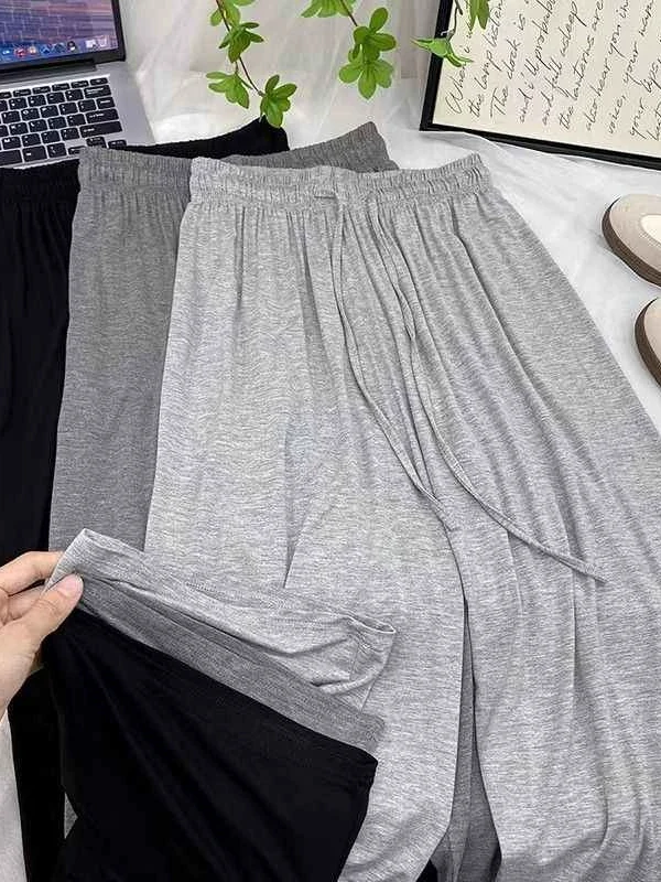 High Waist Wide Leg Pants Women's Loose Slimming Straight Leg Pants Draping Long Pants Modal Comfortable Casual Trousers