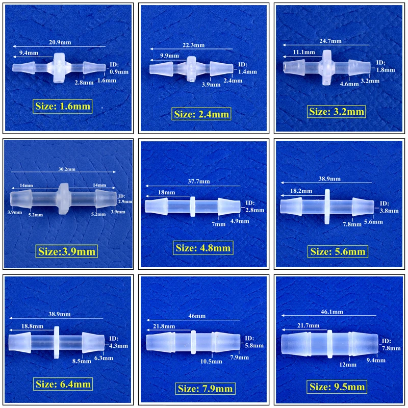 Conectores directos de igual diámetro, manguera de aireador de bomba de aire de tanque de Acuario, accesorios de tubería de agua de riego de juntas Pagoda, 200 ~ 1,6mm, 5 ~ 15,8 Uds.