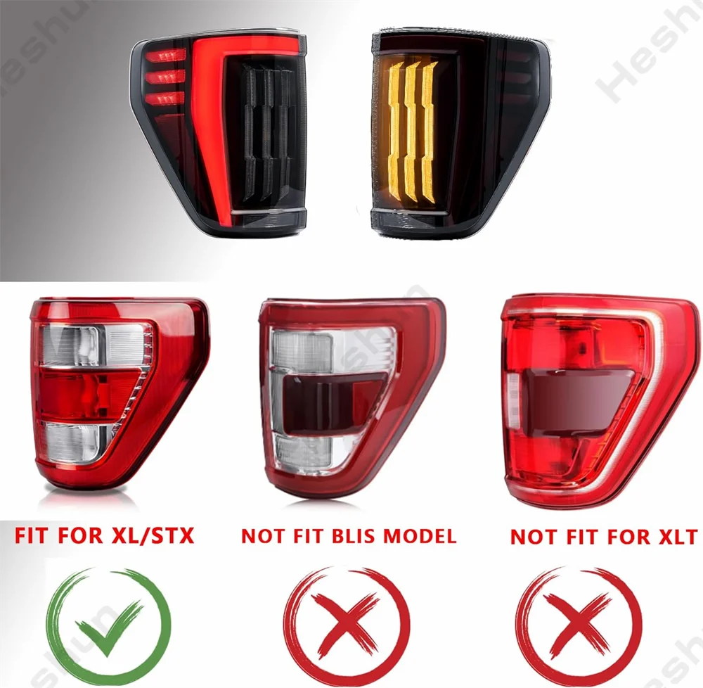 Pair LED Taillights For Ford F150 F-150 XL STX 2021 2022 2023 Pick Up Truck Taillamp Rear Lamp Brake Fog Turn Signal Light DRL