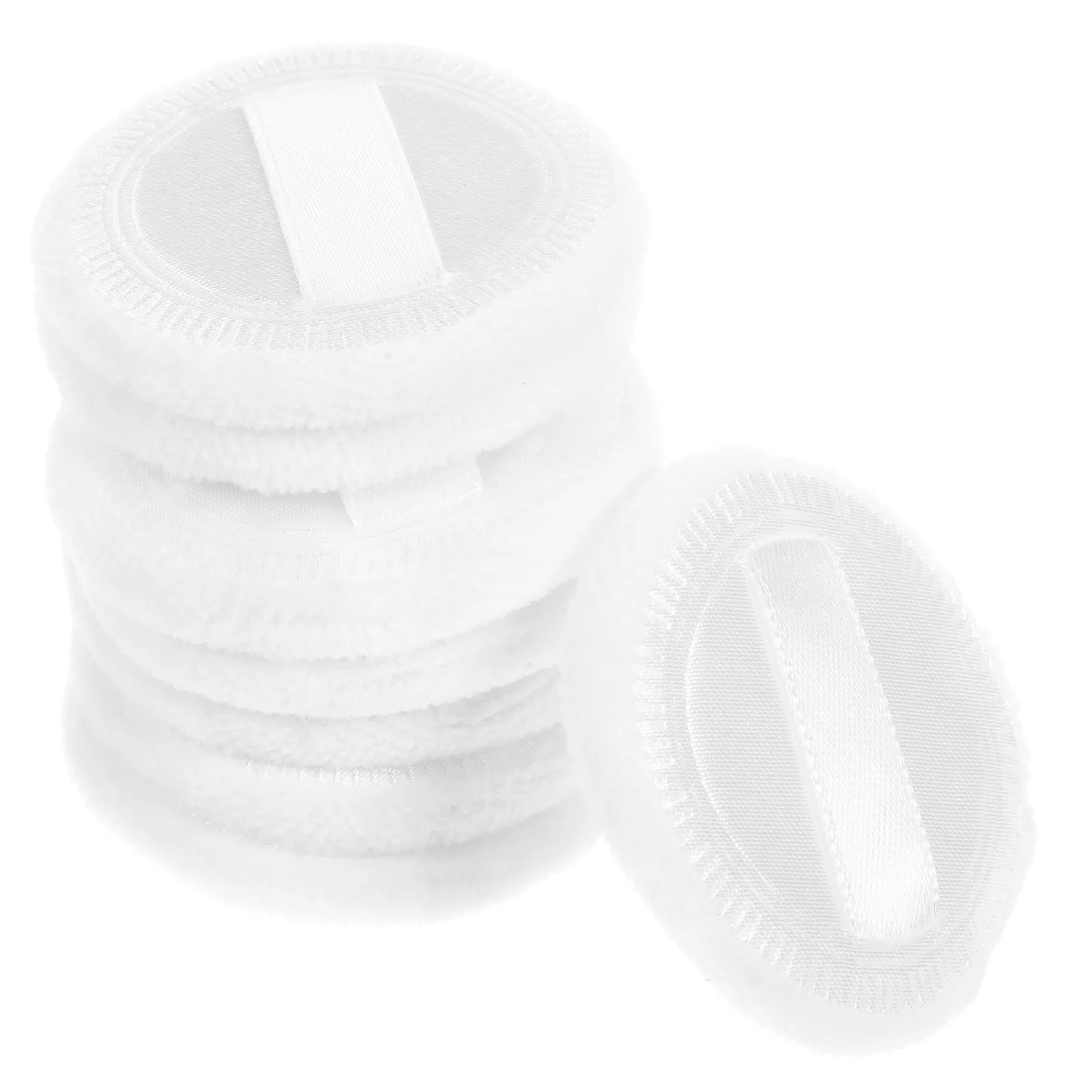 8 szt. Okrągłe bawełniane puszki do pudru z uchwytem z wstążki, do podkładu, pudru sypkiego, miękkie, różowe, rozmiar 4,5x0,8 cm