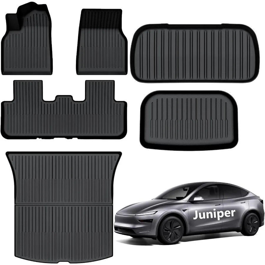 

All Weather Floor Mats for 2026 Tesla Model Y Juniper New Model Y 2025 Floor Mats Set with Cargo Mat Front Trunk Liner and Rear