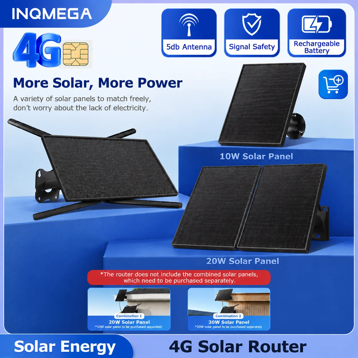 INQMEGA 4G LTE Solar Router 2.4Ghz WiFi Hotspot Wireless Access Point SIM Card-Slot Built-in 21000mAh Battery IP66 Waterproof ﻿