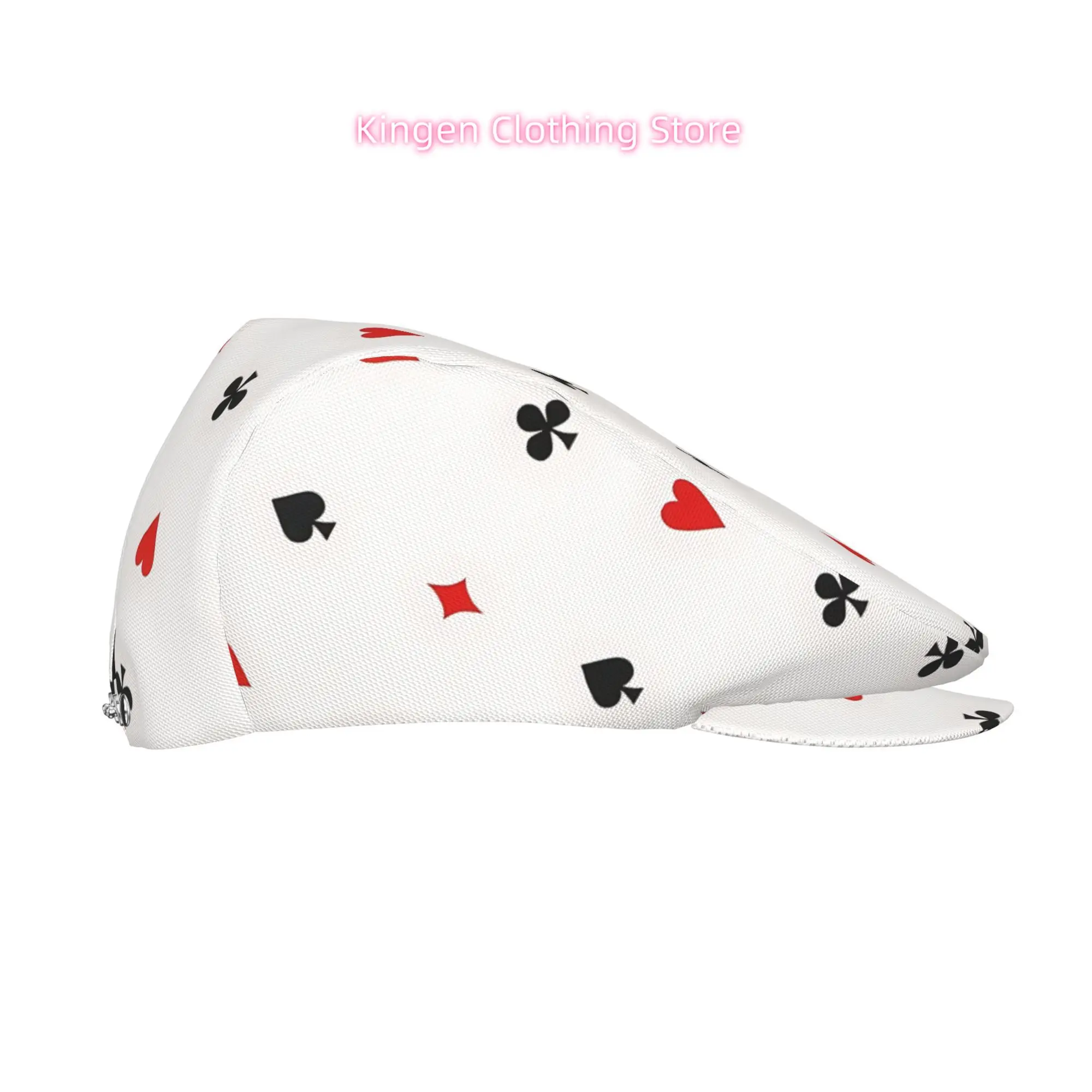 Poker Suit Pattern Men Beret Hat Adjustable Newsboy Hats Cabbie Gatsby Cap Driving Flat Caps Women Cabbie Cap Beret Forward Cap