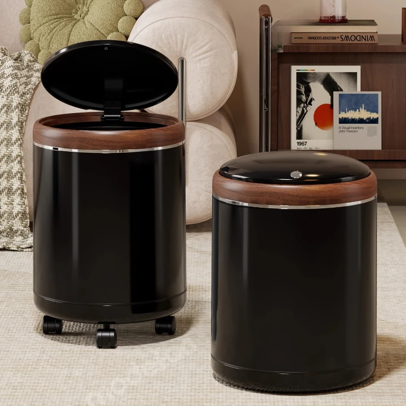 

‌ Элегантное мусорное ведро из дерева, мусорное ведро большой емкости, мусорное ведро с педалью без помощи рук, нескользящее мусорное ведро для ванной комнаты