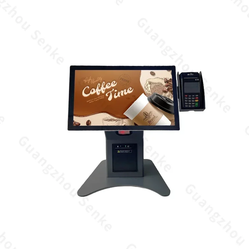 1D/2D scanner 15.6 inch self serve kiosk retail stores countertop touchscreen ordering kiosk with pos terminal holder