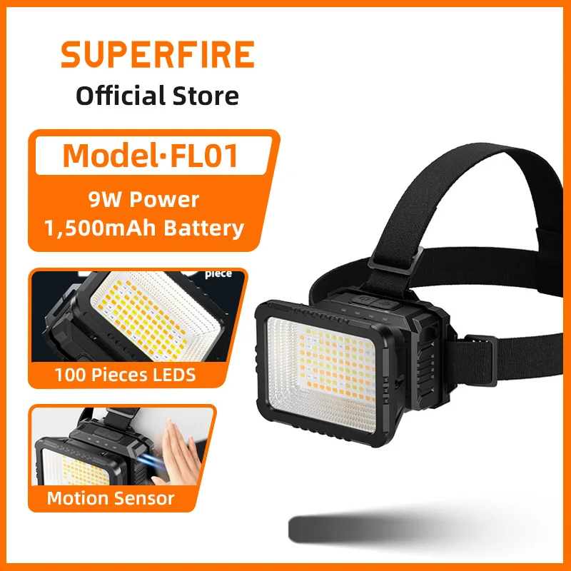

2025 SUPERFIRE FL01 COB Headlamp Super bright Head Flashlight Yellow White headlight Rechargeable led Camping Fishing Head lamp