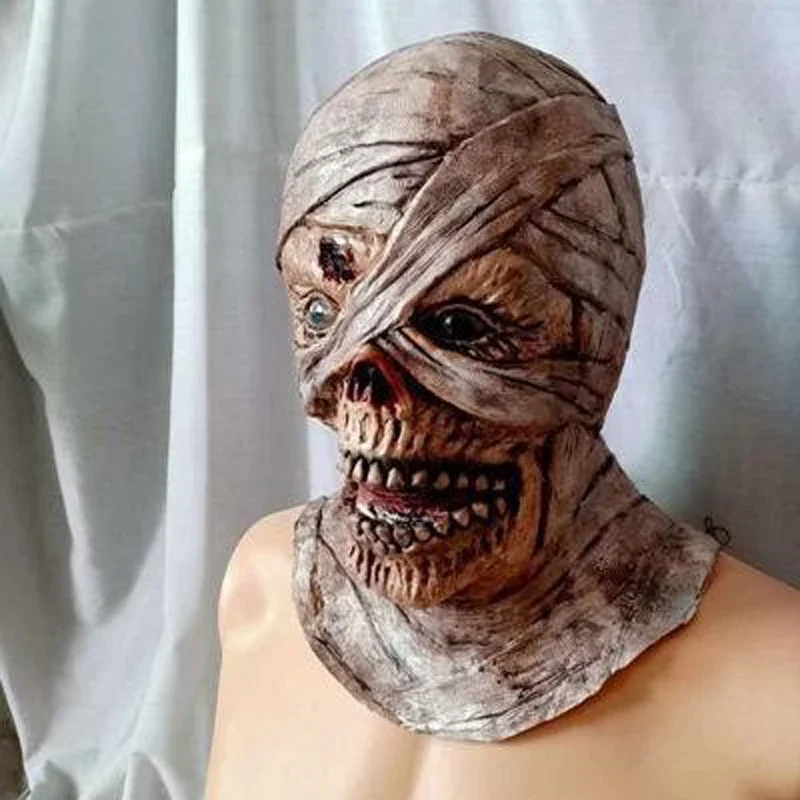 تأثيري هالوين حفلة الرعب غيبوبة المومياء تأثيري اللاتكس قناع الدموي الاشمئزاز الفاسد الوجه أقنعة الرعب حفلة تنكرية مخيف رئيس C
