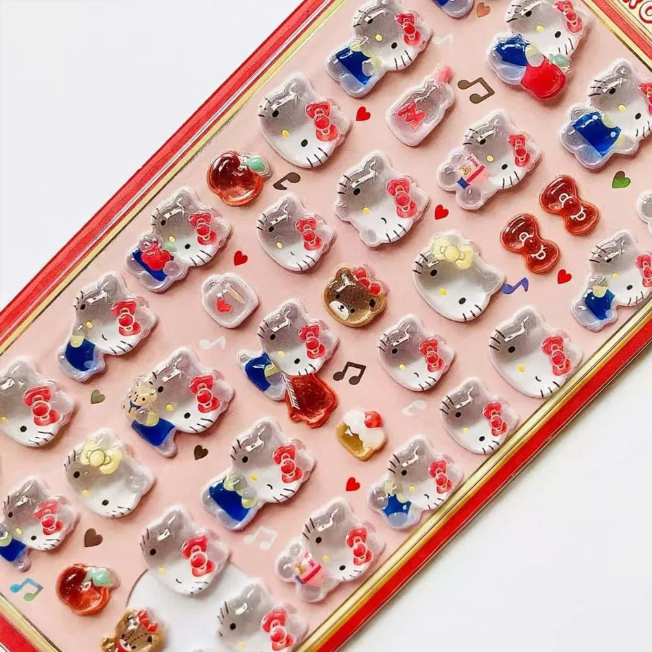 6 نمط أنيمي سانريو كورومي مرحبا كيتي هانجيودون سينامورول ثلاثية الأبعاد شفافة هلام ملصق كريستال ملصقات الزخرفية لتقوم بها بنفسك لعبة