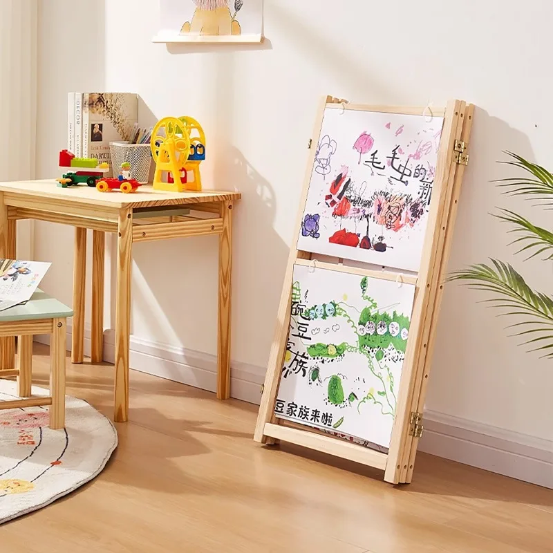 Works Display Stand Painting Calligraphy Works Display Stand Solid Wood Foldable Activity Classroom Ring Creation Shelf
