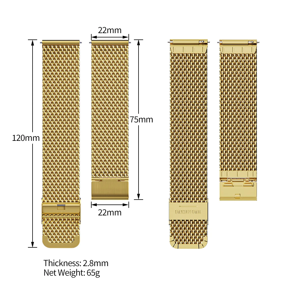 18mm 20mm 22mm 24mm Armbänder Universelle Ersatzriemen Damen Herren Armband Silbernes Armband 0,6/1,0mm Mesh Milanese Metallarmband – Detail 2