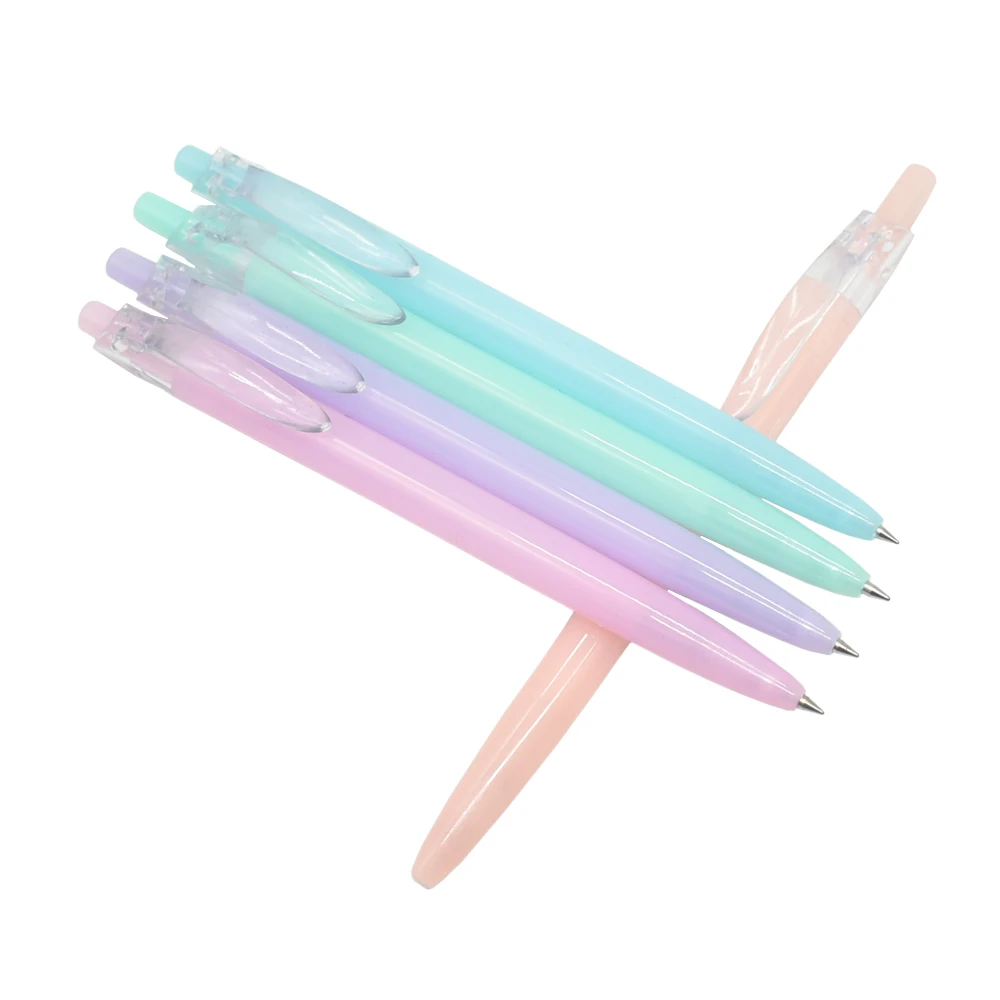 5Pcs Jelly Color Ballpoint Pen 0.5mm Blue Refill Long-lasting Plastic Transparent Ball Point Pens Kids School Office Stationery