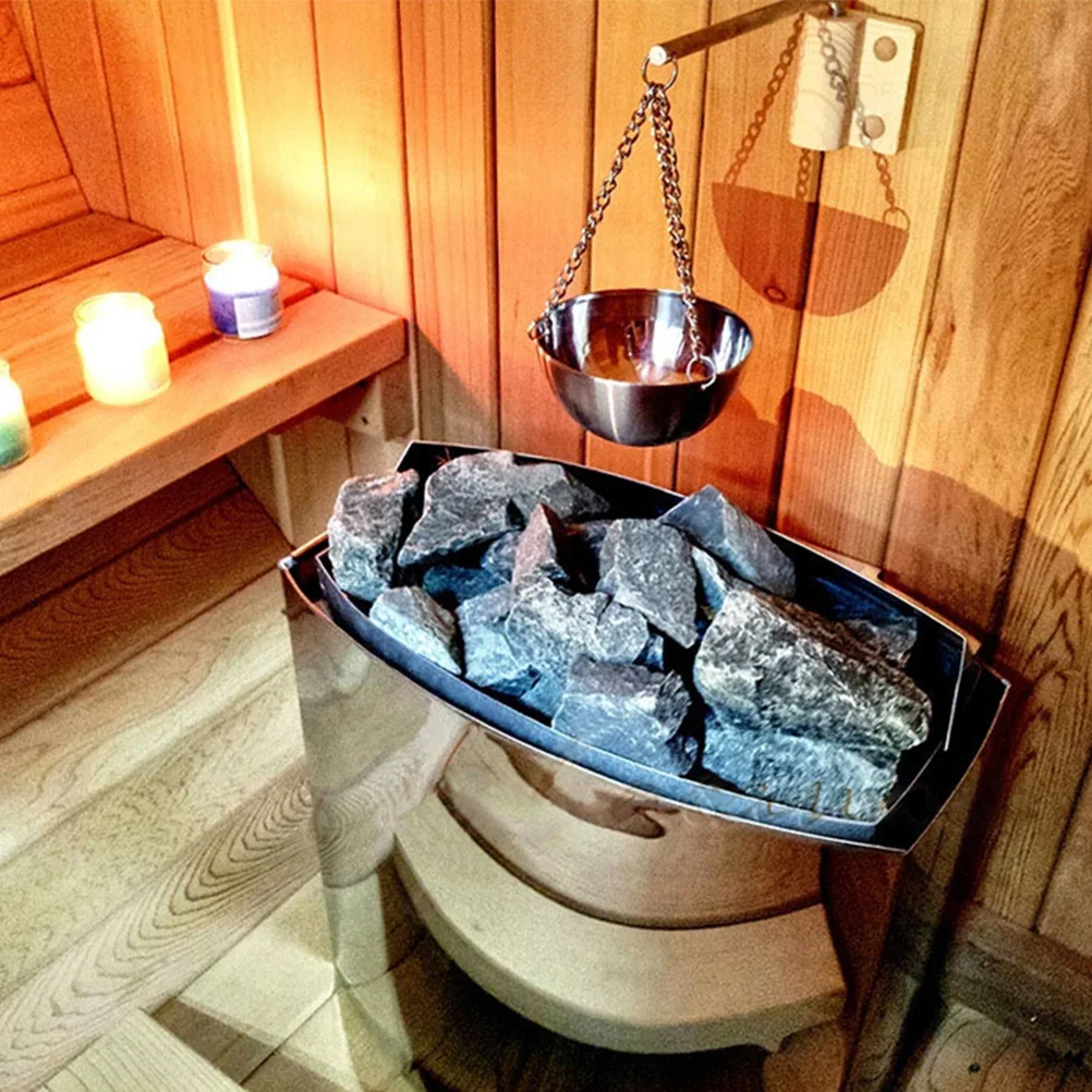 

Sauna Oil Cup 12CM Long Chain Wall Mount Essential Oil Holder Spa Aromatherapy Bowls Dry Steam Room Fragrance Plate Stainless