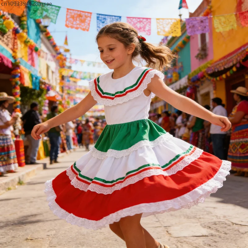 

Cinco De Mayo Mädchen Skirt Mexican Traditional Ethnic Cultural Fiesta Celebration Birthday Party Stage Performance Cosplay Suit