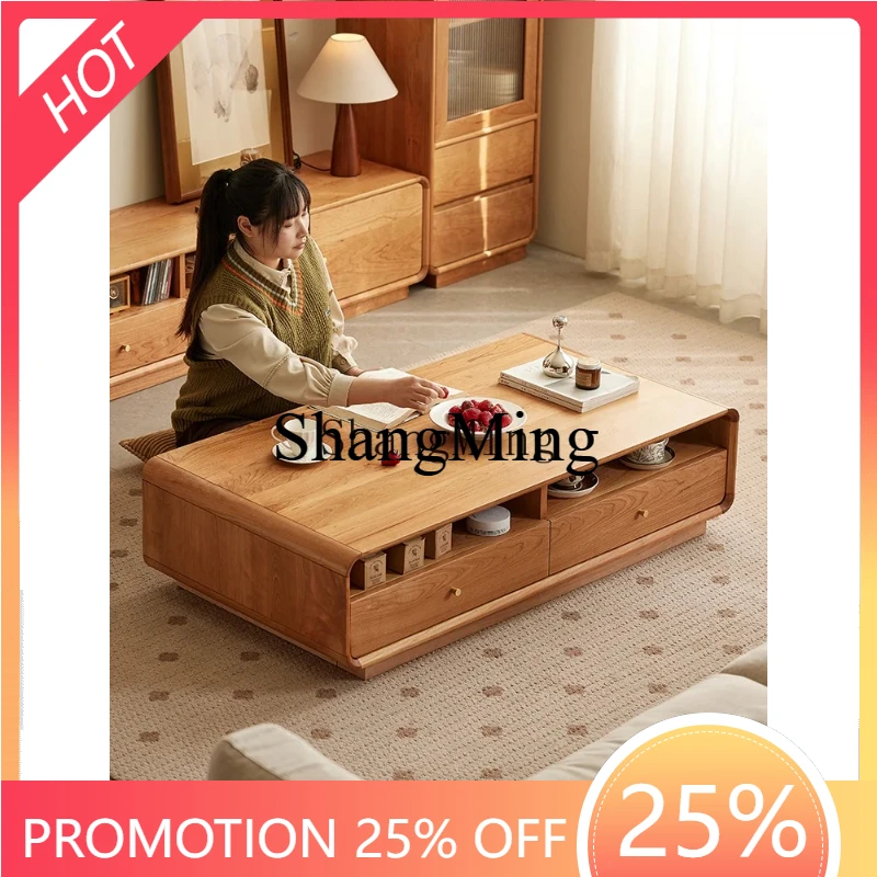 

SM new cherry wood tea table living room furniture all solid wood with drawers tea table storage cabinet