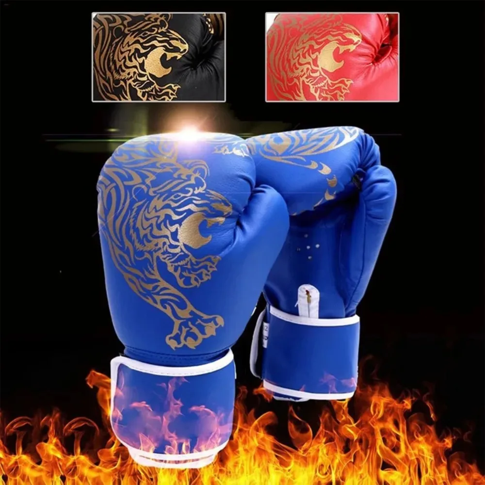 Fighting Gloves Muay Thai Kickboxing Gloves PU Leather Red/Blue Sparring Gloves Unisex Breathable Boxing Gloves Home Sport