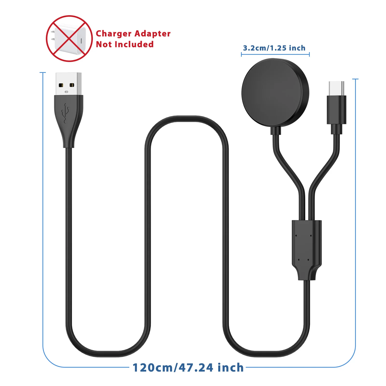 USB C Charger For Samsung Galaxy Watch 4 6 Classic 43mm 47mm 46mm 42mm/Galaxy Watch 3 4 5 6 Charging Cable For Samsung Galaxy W