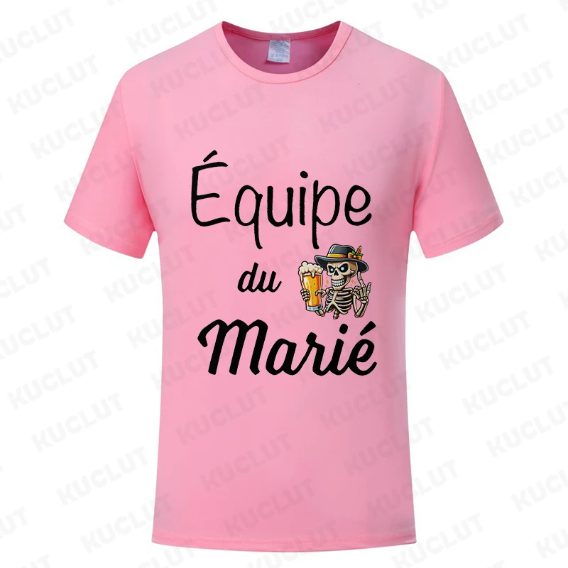 Evg Futur Marié Team Groom Squad Best Man T Shirt da uomo Single Farewell Tees Bachelor Party Maglietta Matrimonio Birra Scheletro Top