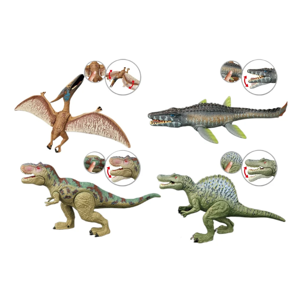 Jarassic World ชุดไดโนเสาร์ของเล่น Dinosaurios Action Figure วัสดุ ABS พร้อมฉากของขวัญของเล่นเด็กสําหรับชาย