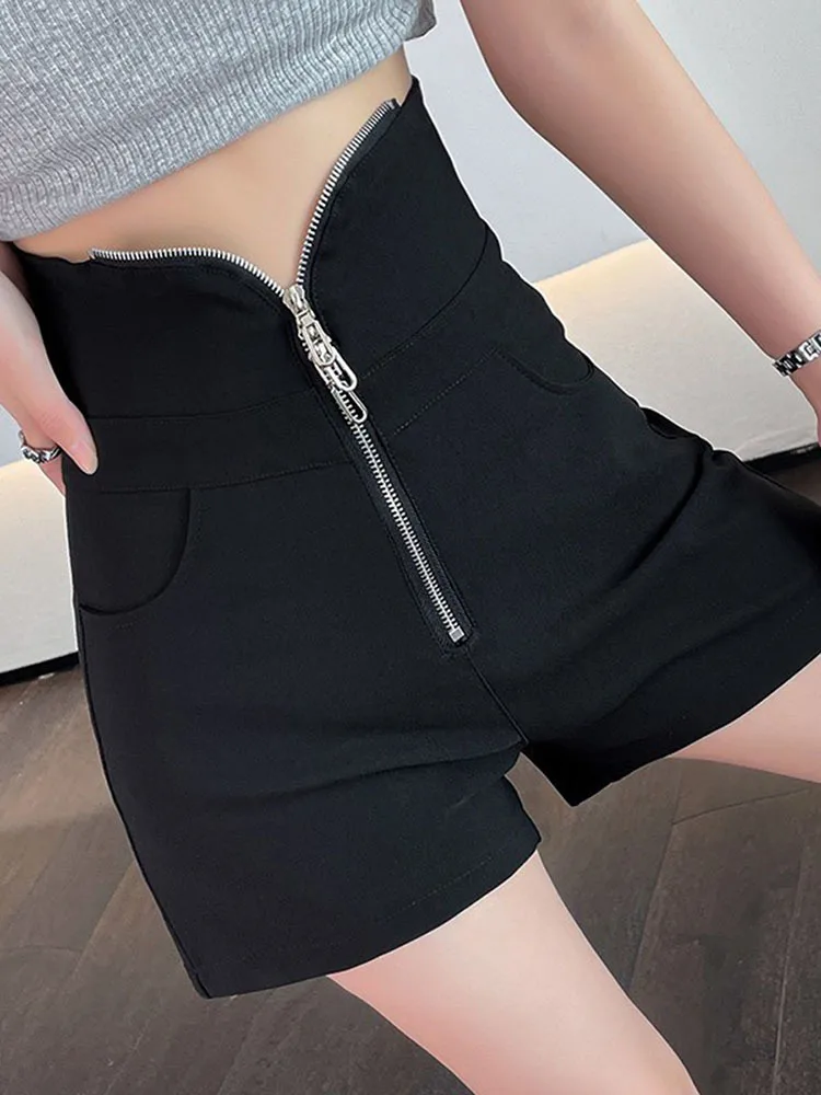 Mais novo 2022 primavera outono designer moda feminina alta cintura zíper design shorts