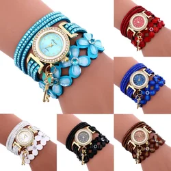 Relojes de moda para mujer, pulsera de cuero con campanas blancas, relojes de pulsera de estilo superior para mujer elegante, reloj de moda 2023