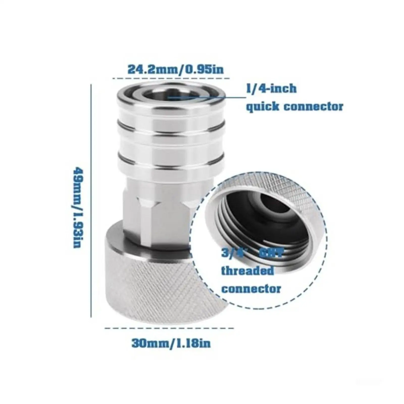Stainless Steel GHT to Quick Release Nozzle Adapter for Garden Hose Connector Kit Compatible with Automatic Watering System