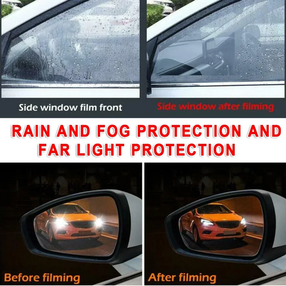 

Carhome 4x Window Film Car Rearview Mirror Side Casement Glass Anti-Fog Film Rain Protection Anti-glare Clear Soft Film Car Ac